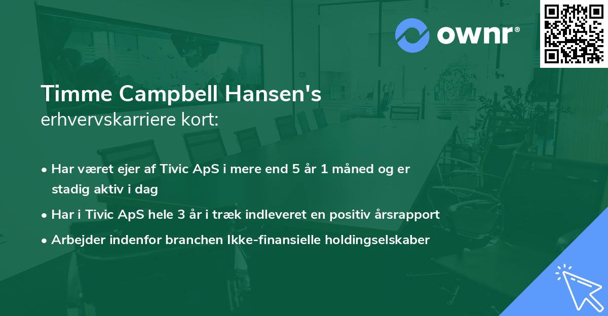 Timme Campbell Hansen's erhvervskarriere kort