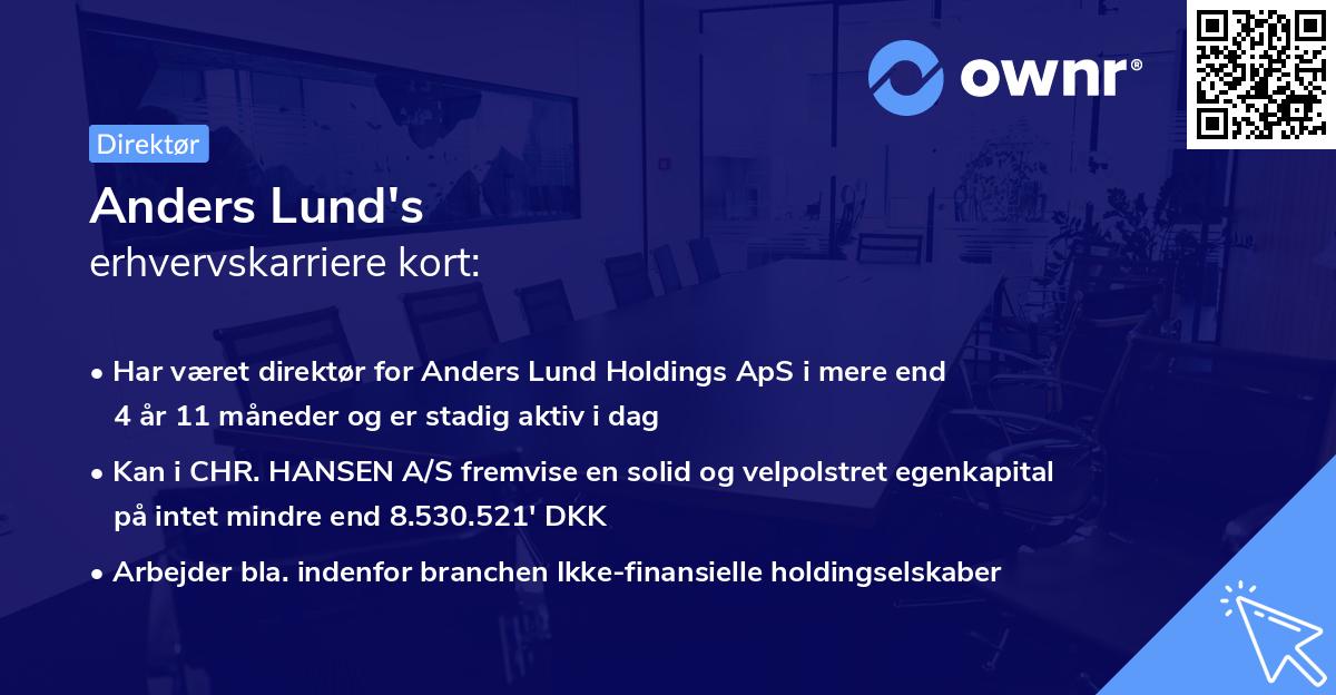 Anders Lund's erhvervskarriere kort
