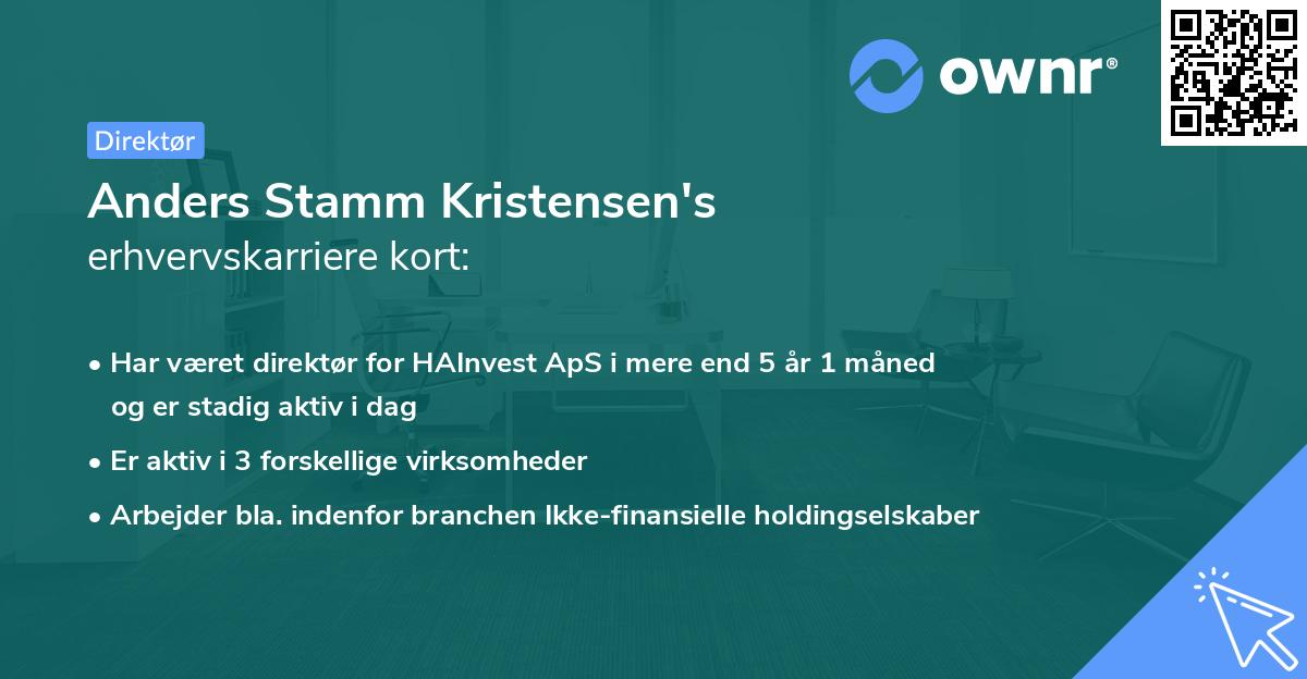 Anders Stamm Kristensen's erhvervskarriere kort