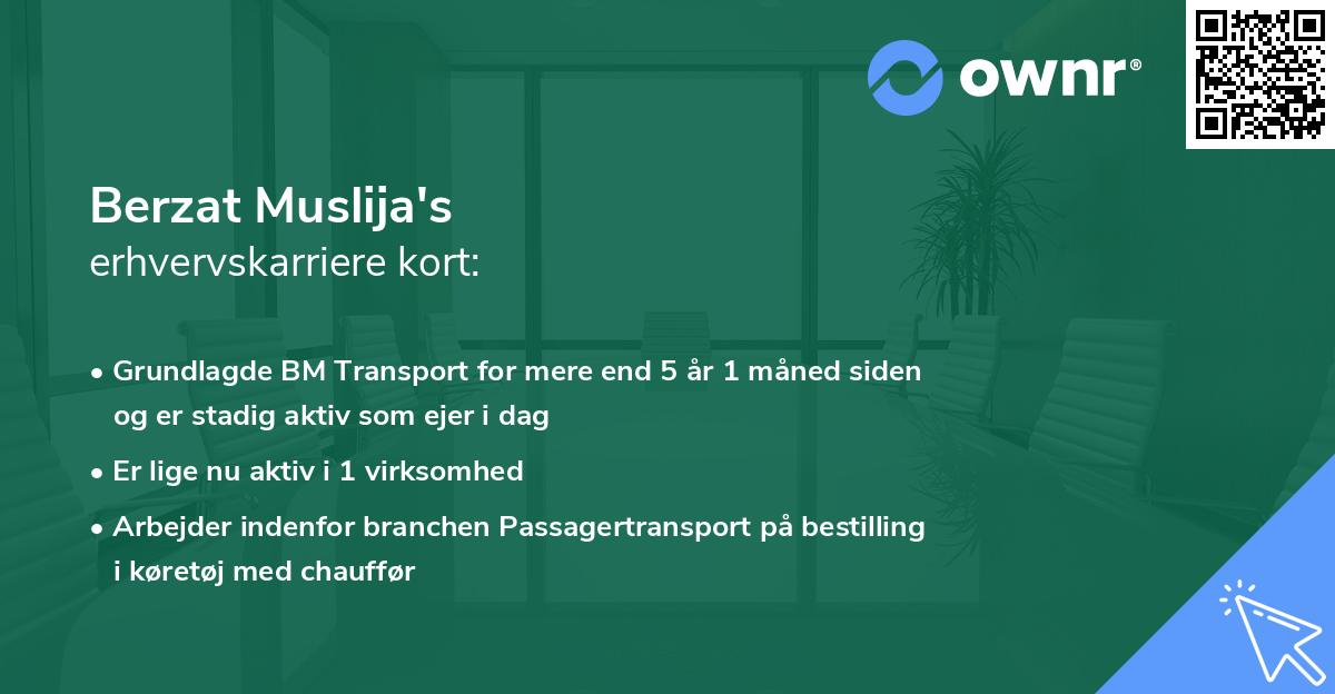 Berzat Muslija's erhvervskarriere kort
