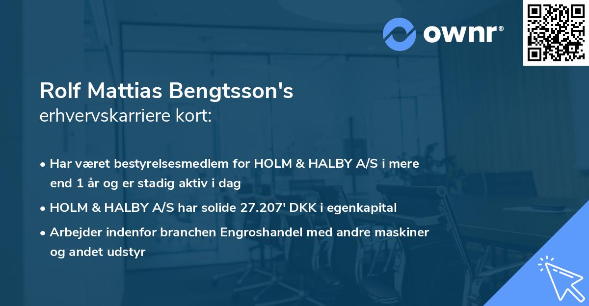 Rolf Mattias Bengtsson's erhvervskarriere kort