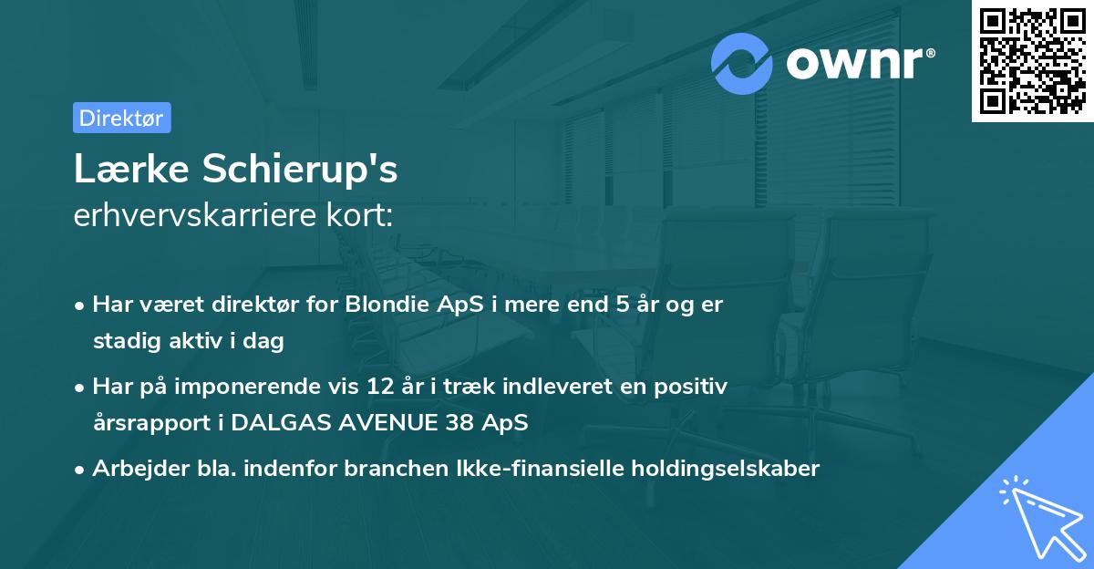 Lærke Schierup's erhvervskarriere kort