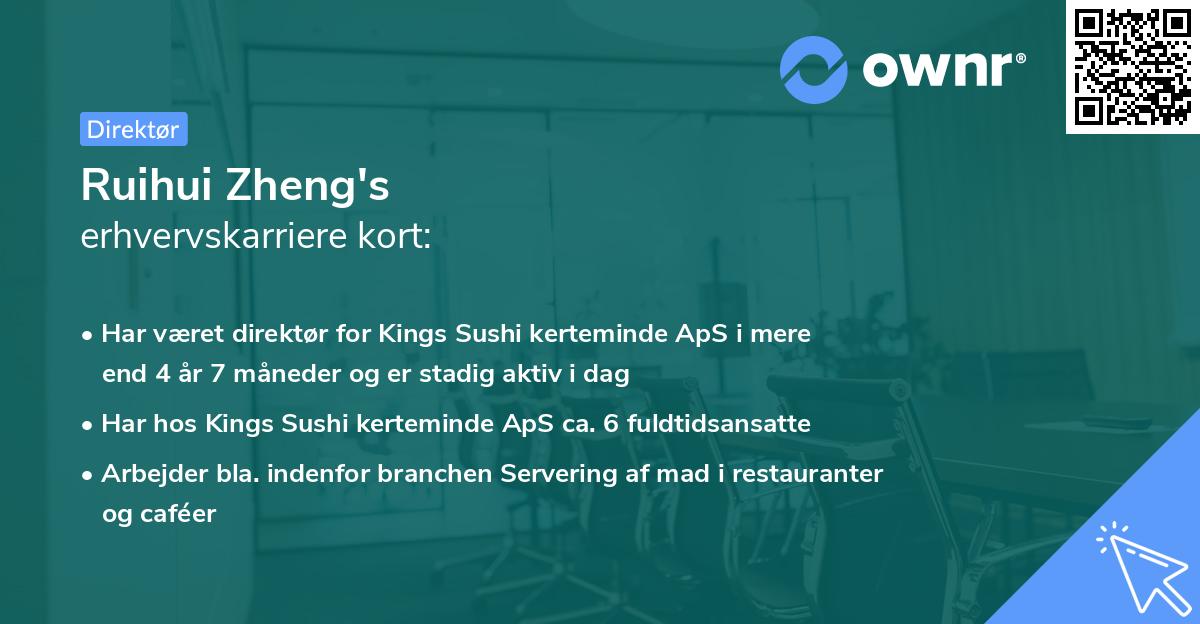 Ruihui Zheng's erhvervskarriere kort