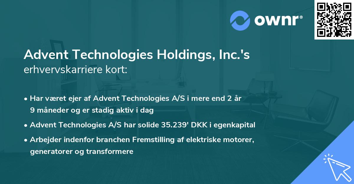 Advent Technologies Holdings, Inc.'s erhvervskarriere kort