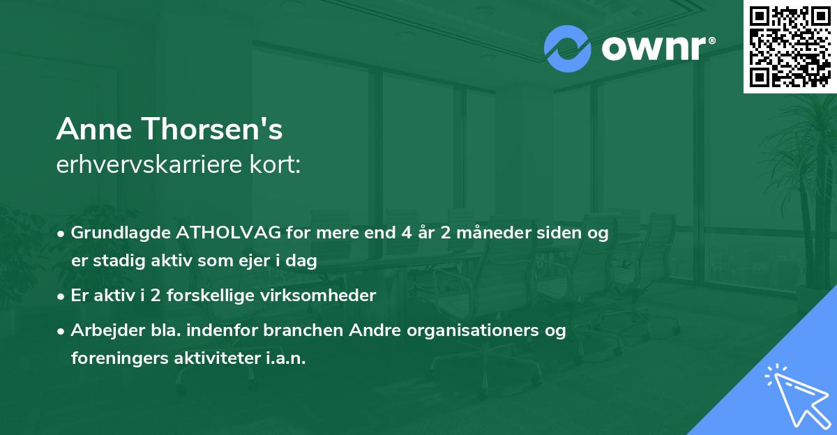 Anne Thorsen's erhvervskarriere kort