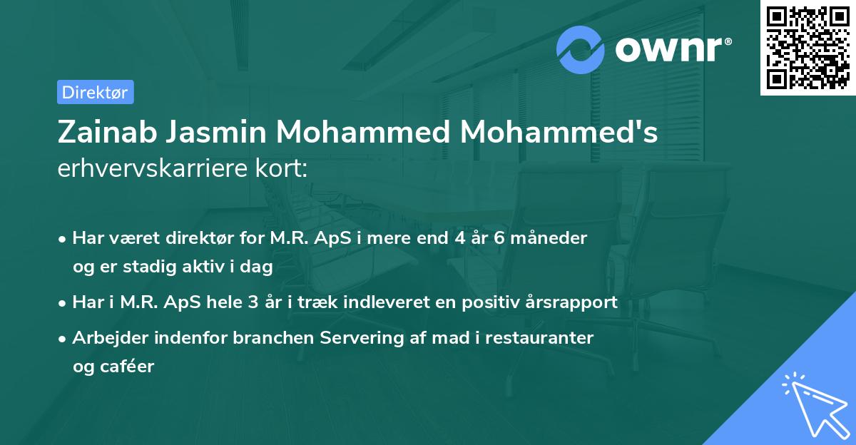 Zainab Jasmin Mohammed Mohammed's erhvervskarriere kort