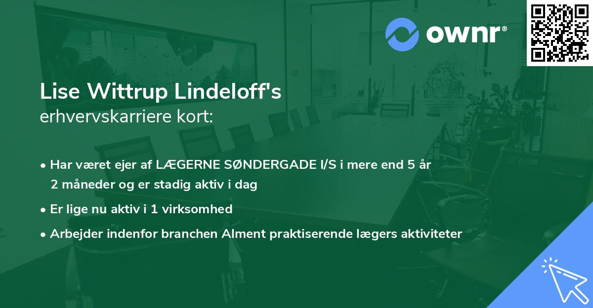 Lise Wittrup Lindeloff's erhvervskarriere kort