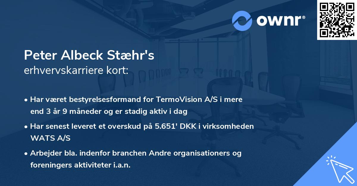 Peter Albeck Stæhr's erhvervskarriere kort