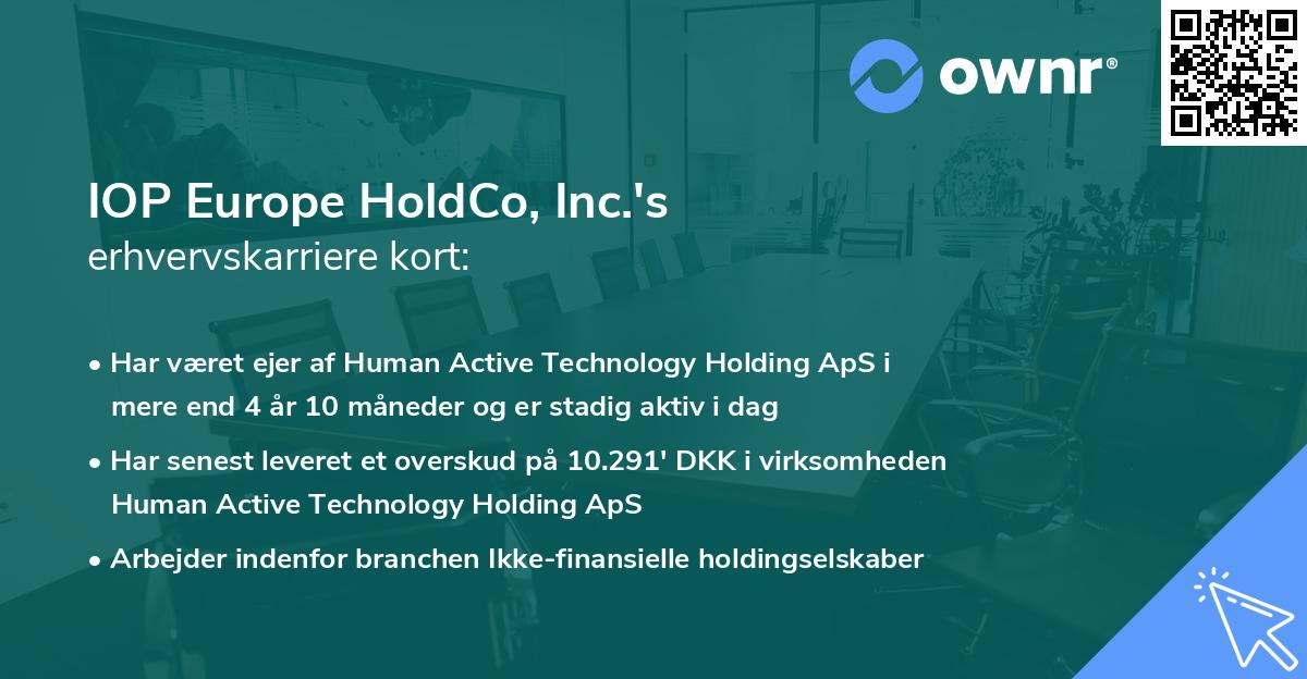 IOP Europe HoldCo, Inc.'s erhvervskarriere kort