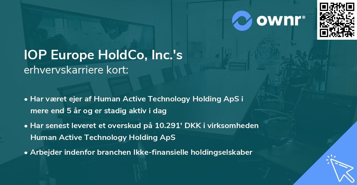 IOP Europe HoldCo, Inc.'s erhvervskarriere kort