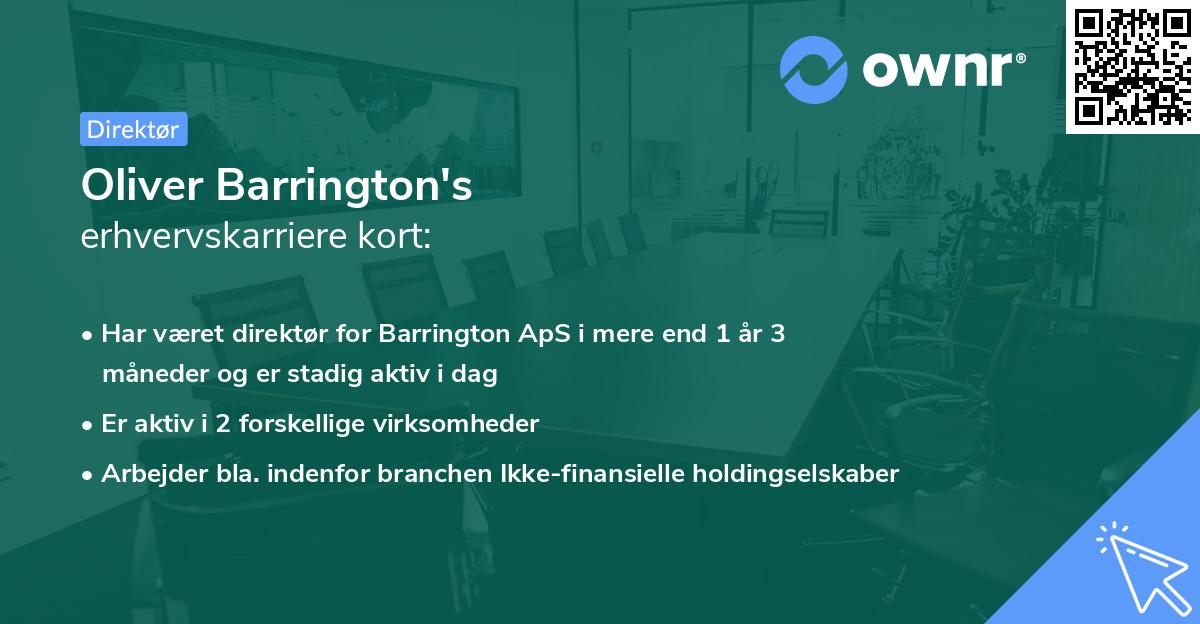 Oliver Barrington's erhvervskarriere kort