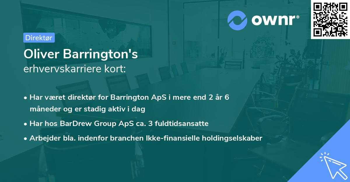 Oliver Barrington's erhvervskarriere kort