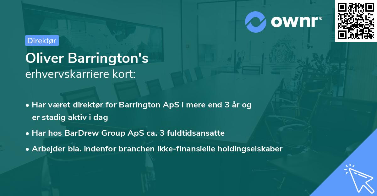 Oliver Barrington's erhvervskarriere kort