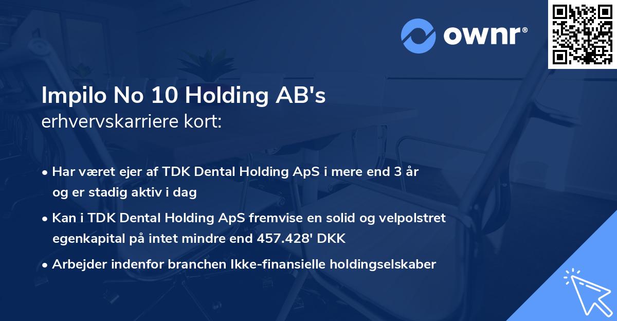 Impilo No 10 Holding AB's erhvervskarriere kort