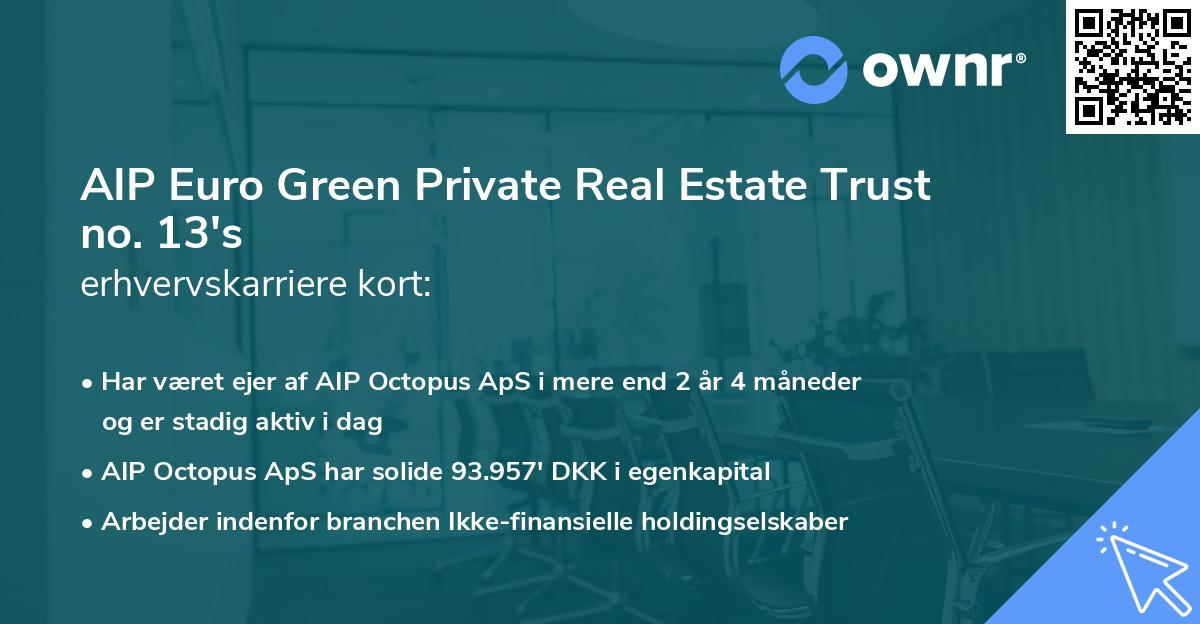 AIP Euro Green Private Real Estate Trust no. 13's erhvervskarriere kort