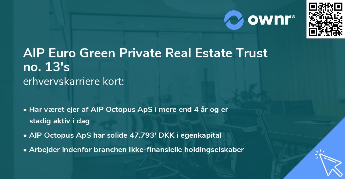 AIP Euro Green Private Real Estate Trust no. 13's erhvervskarriere kort