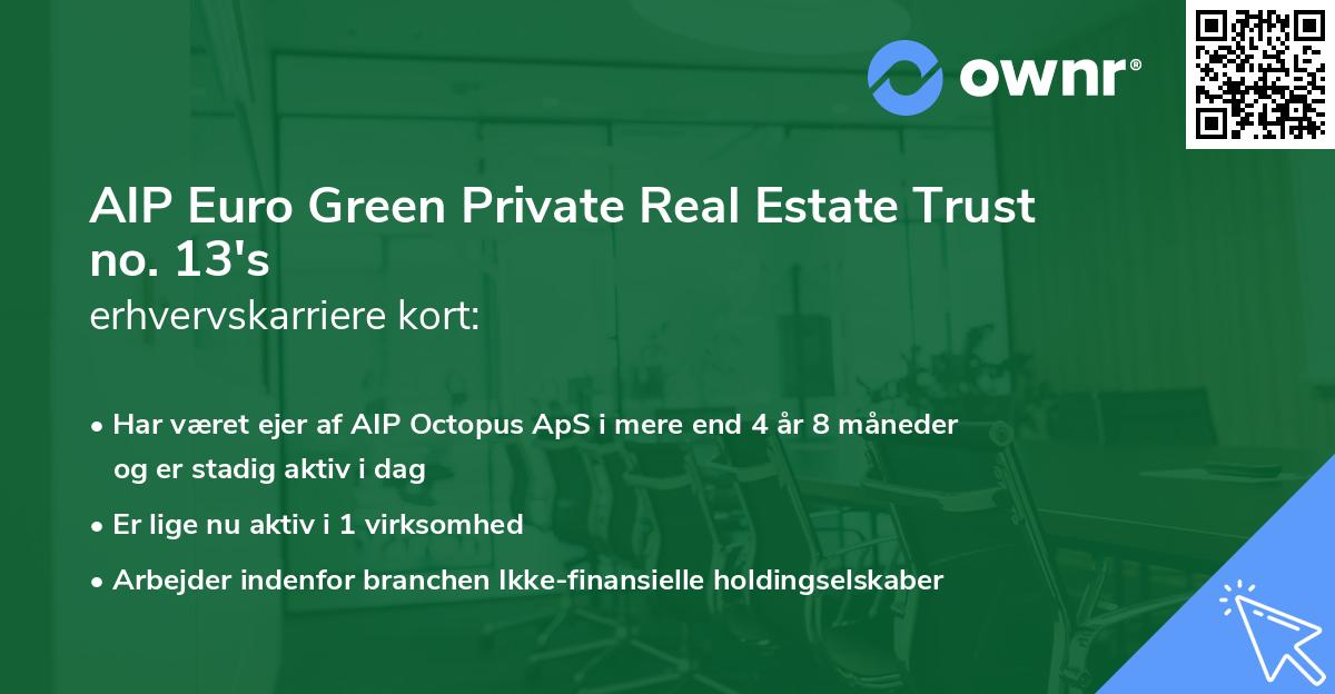 AIP Euro Green Private Real Estate Trust no. 13's erhvervskarriere kort