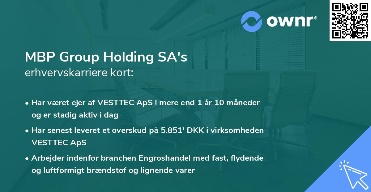 MBP Group Holding SA's erhvervskarriere kort