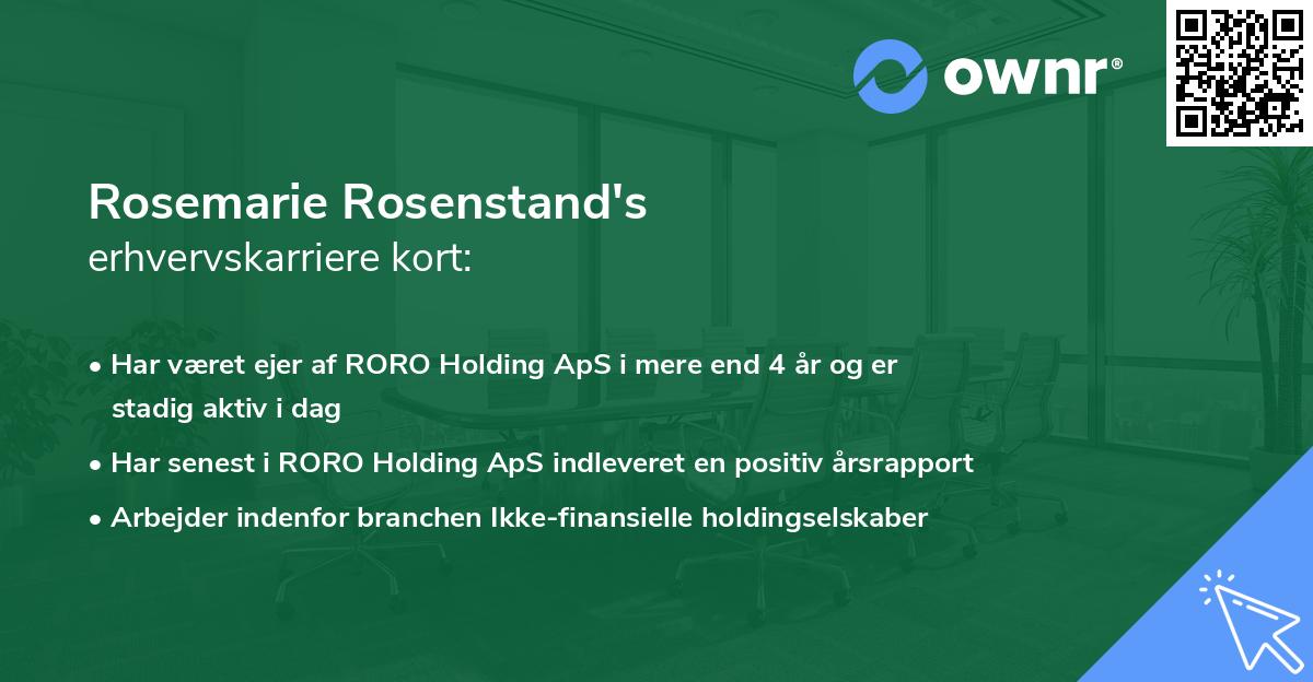 Rosemarie Rosenstand's erhvervskarriere kort