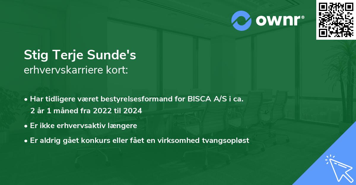 Stig Terje Sunde's erhvervskarriere kort