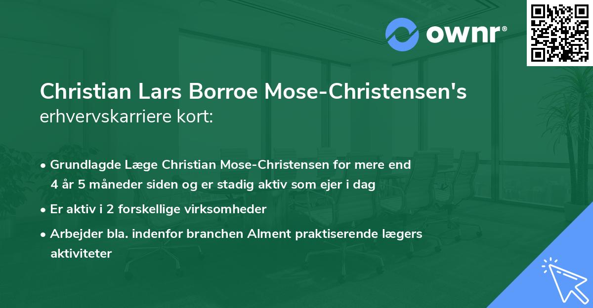 Christian Lars Borroe Mose-Christensen's erhvervskarriere kort