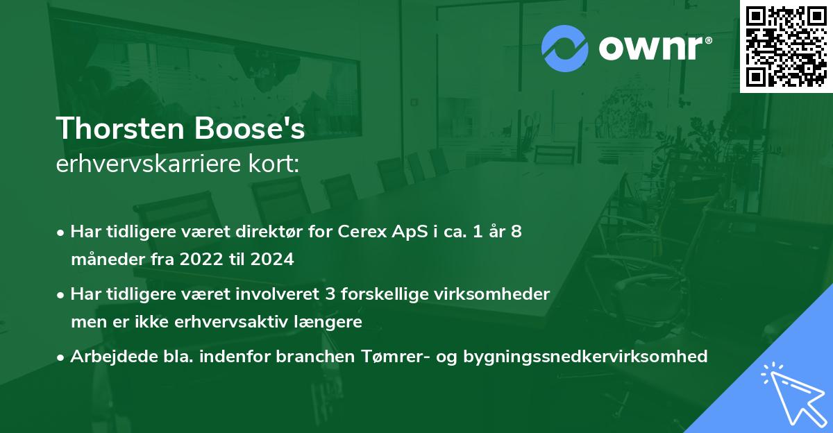 Thorsten Boose's erhvervskarriere kort