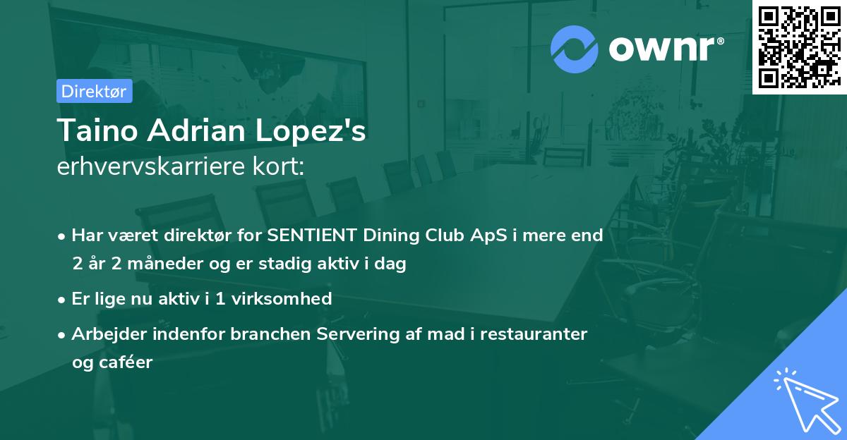 Taino Adrian Lopez's erhvervskarriere kort