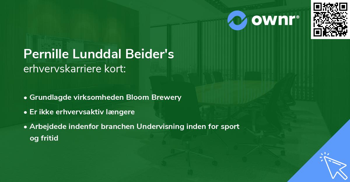 Pernille Lunddal Beider's erhvervskarriere kort