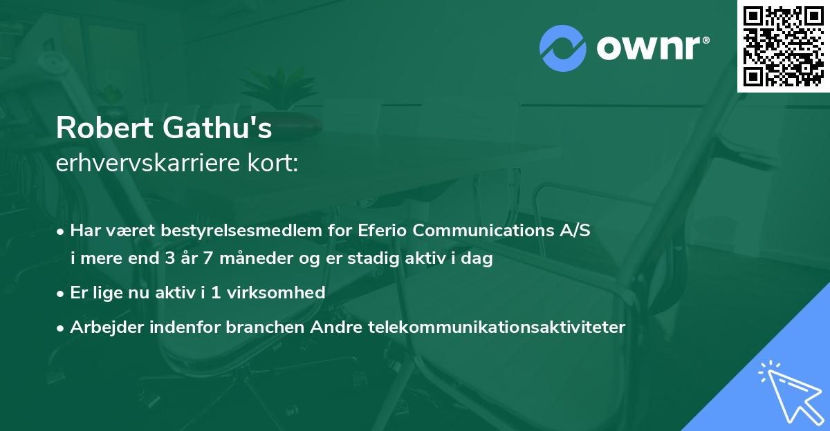 Robert Gathu's erhvervskarriere kort