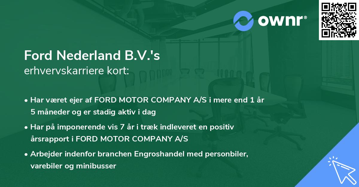 Ford Nederland B.V.'s erhvervskarriere kort