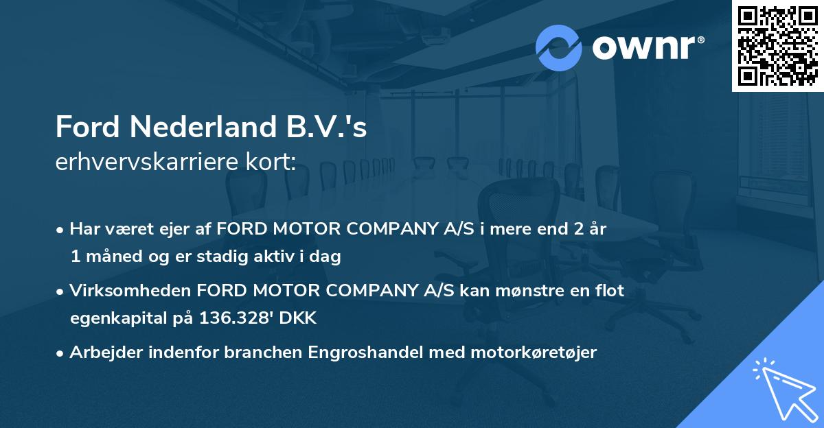 Ford Nederland B.V.'s erhvervskarriere kort