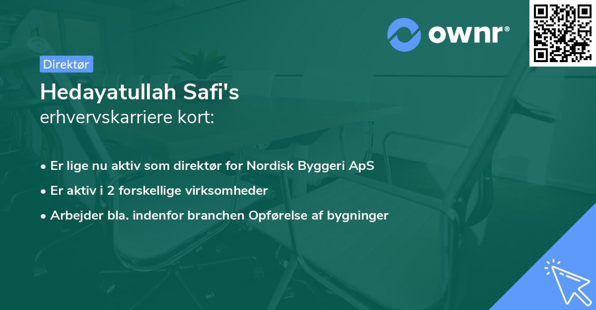 Hedayatullah Safi's erhvervskarriere kort