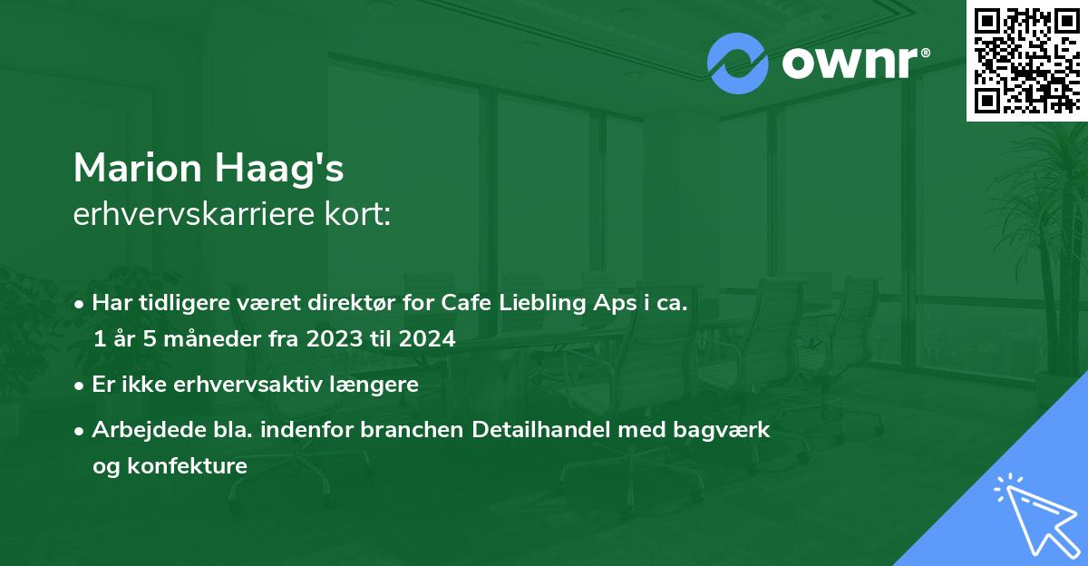 Marion Haag's erhvervskarriere kort