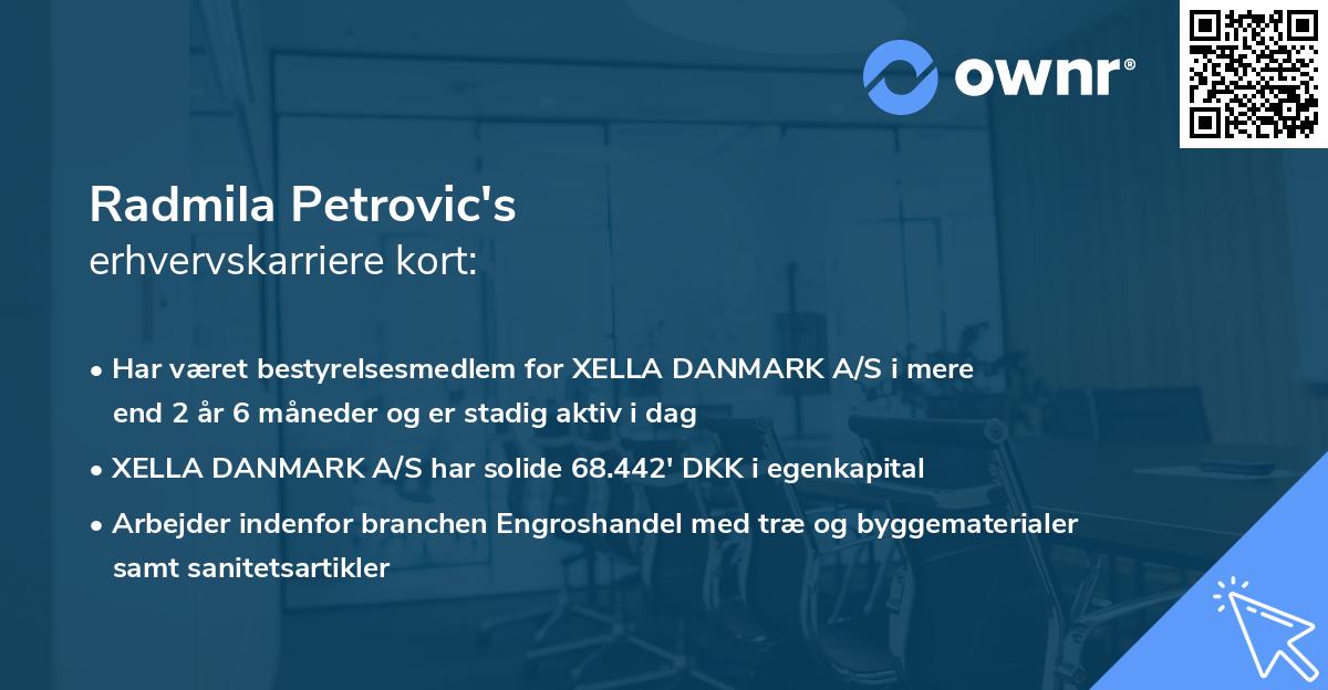 Radmila Petrovic's erhvervskarriere kort