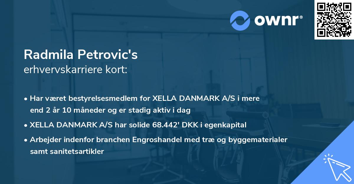 Radmila Petrovic's erhvervskarriere kort