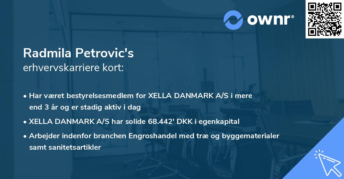 Radmila Petrovic's erhvervskarriere kort
