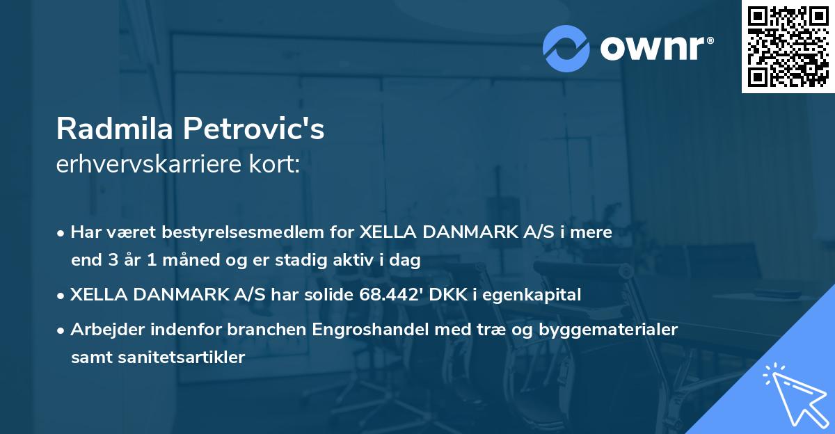 Radmila Petrovic's erhvervskarriere kort