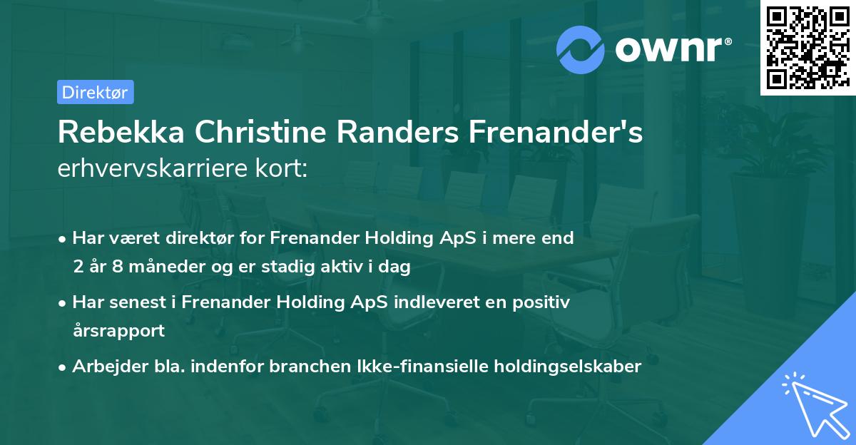 Rebekka Christine Randers Frenander's erhvervskarriere kort
