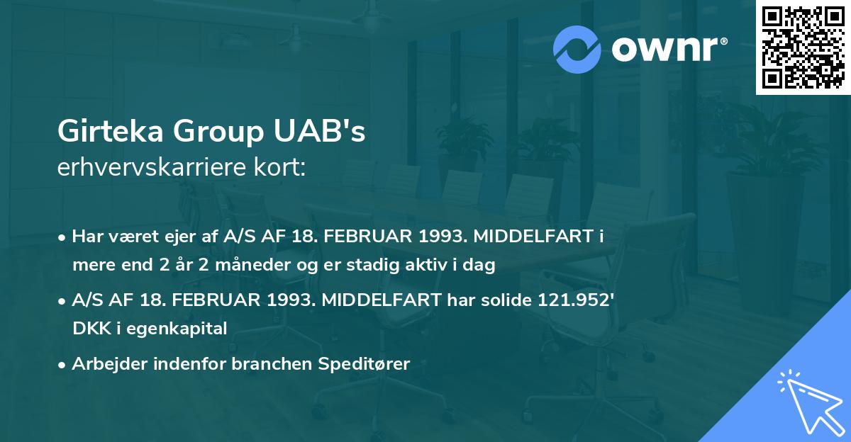 Girteka Group UAB's erhvervskarriere kort