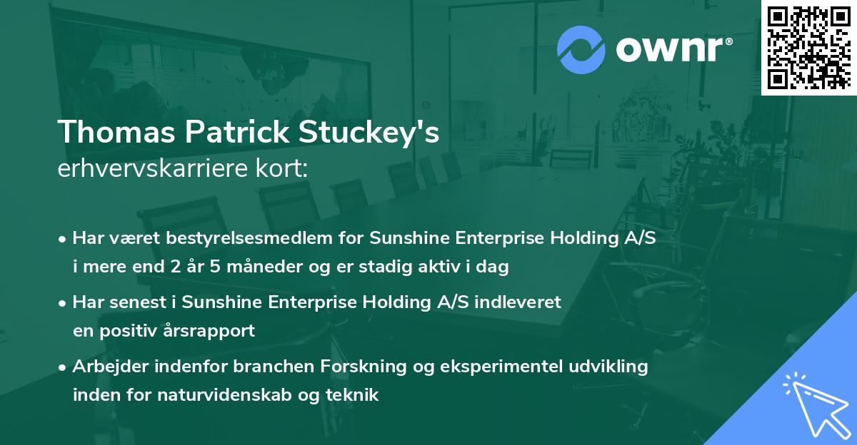 Thomas Patrick Stuckey's erhvervskarriere kort