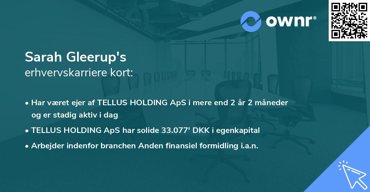 Sarah Gleerup's erhvervskarriere kort
