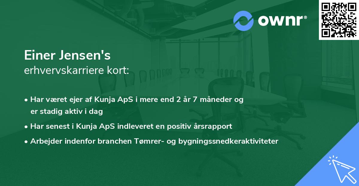 Einer Jensen's erhvervskarriere kort