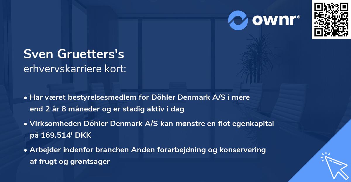 Sven Gruetters's erhvervskarriere kort