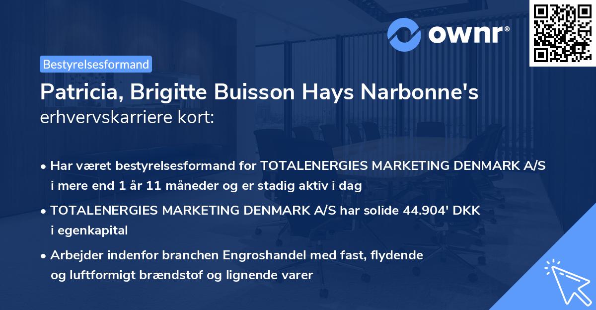 Patricia, Brigitte Buisson Hays Narbonne's erhvervskarriere kort