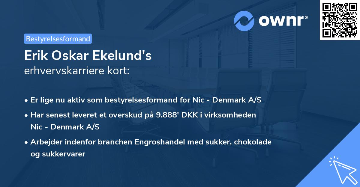 Erik Oskar Ekelund's erhvervskarriere kort