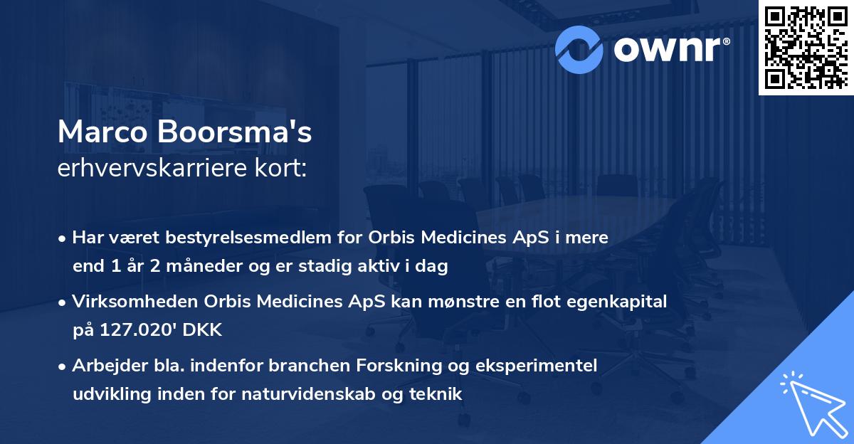 Marco Boorsma's erhvervskarriere kort