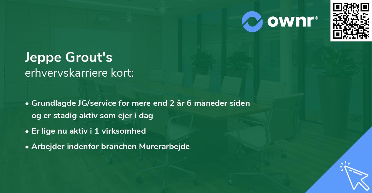 Jeppe Grout's erhvervskarriere kort