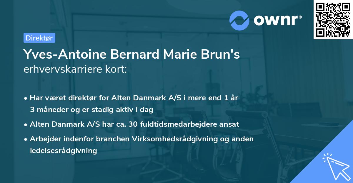 Yves-Antoine Bernard Marie Brun's erhvervskarriere kort