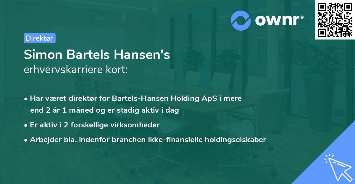 Simon Bartels Hansen's erhvervskarriere kort