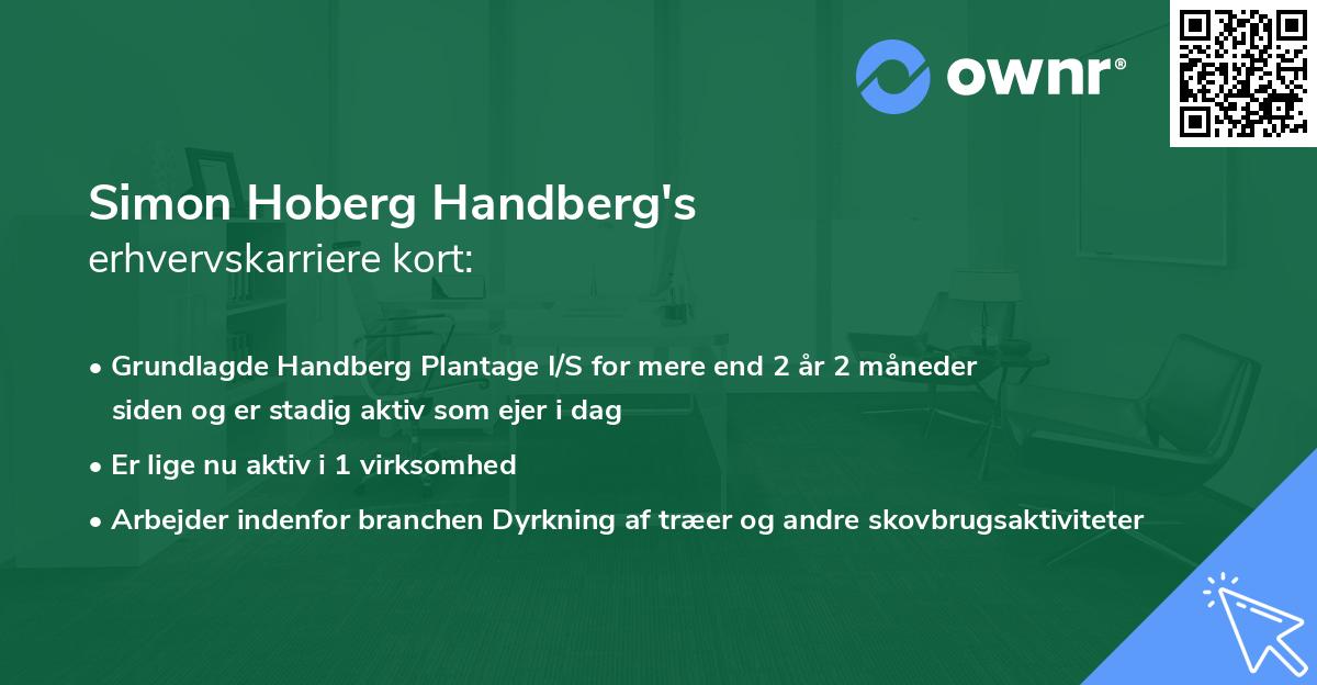 Simon Hoberg Handberg's erhvervskarriere kort